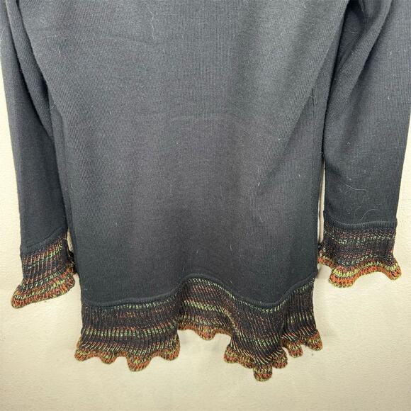 Tribal Women's M Black Ruffle Cardigan Sweater Open Front Casual Fall‎ - Picture 10 of 11